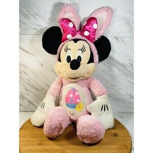 Disney Minnie Mouse Pink Dressed Easter Bunny Stuffed Plush Bunny Ears 18”